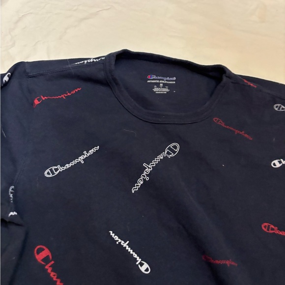 Champion Men's Black and Red Logo Tee - Picture 3 of 12